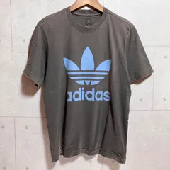 90's adidas アディダス ヴィンテージ  ビッグロゴ プリント Tシャツ デカロゴ トレフォイル 半袖 トップス M チャコール originals オリジナルス メンズ レディース SG296-18