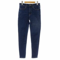 アメリカンイーグル AMERICAN EAGLE SUPER HI-RISE JEGGING デニムパンツ ジーンズ スキニー ジップフライ USED加工 ストレッチ インディゴ US2 S /KU ■GY99