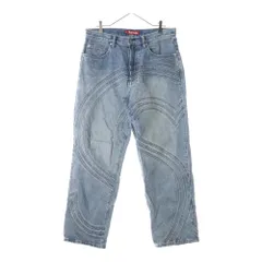 美品 シュプリーム デニム Sロゴ 34インチ ストレート ルーズフィット 牛革 美品 シュプリーム デニム Sロゴ 34インチ ストレート ルーズフィット 牛革