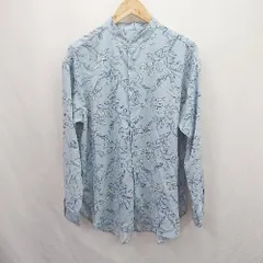 ◇ Θ SENSE OF PLACE by URBAN RESEARCH 花柄 長袖 スタンドカラーシャツ サイズM ライトブルー系 メンズ E  【1507030009441】