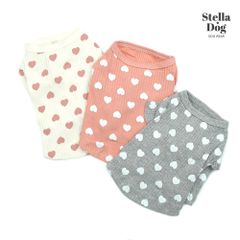 【閉店セール60%OFF】ハート柄リブニット　長袖トップス　Tシャツ　犬服　ペット