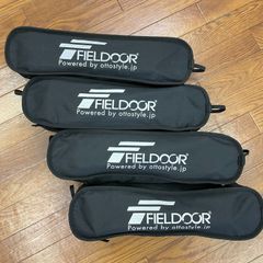 【中古】4個セット フィールドア（FIELDOOR）ポータブルコンパクト アウトドアチェア ミドルバック ブラック 耐過重150kg 軽量コンパクト 折りたたみ