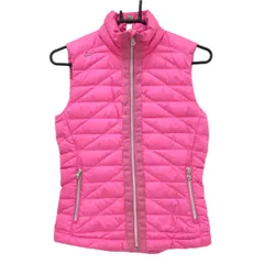 【美品】RLXラルフローレン ダウンベスト ピンク キルティング 胸元ロゴ ダウン75％ レディース XS ゴルフウェア Ralph Lauren