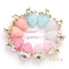 苺 いちごチャーム オーロラ AB ラメ パール スイーツデコパーツ ハンドメイド アクリル ヘアアクセサリーゴム ブレスレット バッグチャーム 着物 和装 花 春 子供 フルーツ 手芸資材 貼り付け DIY ピンク パステルカラー 大理石【マーブル模様】2個