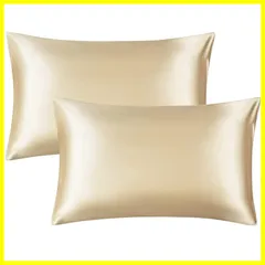 【特価商品】封筒式ピローケース 美肌 サテンの枕カバー 美髪 両面シルクタイプ ２枚セット 滑らかな材質 静電気防止 枕カバー (50*70 シャンパン)