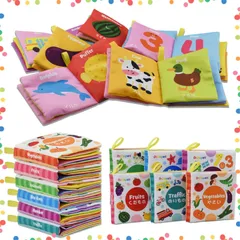 【人気商品】育児サポート 早期知育玩具 お風呂に入れる 洗える 出産祝い 柔らかい 鳴る笛 カシャカシャ音出る プレゼント 6冊セット 二ヶ国語 イングリッシュ 日本語 幼児向け ベビーおもちゃ 赤ちゃん布絵本 Dr.Rapeti