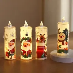 新品 クリスマスサンタキャンドルライト (プラスチック製)LEDクリスマスクリスタル電球ライト 1/2/4個 バッテリー駆動 クリスマスの雰囲気 ライト ホリデーナイトライト 屋内・屋外 クリスマス装飾ギフト (バッテリー付属) kkkkea