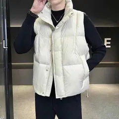 [L]秋冬 コーデ メンズ  服 シンプル ファッション オシャレ 大人 かっこいい 大きいサイズ ストリート 紳士服 ダウン ベスト スタンドカラー 厚手 暖かい アウター ジャケット