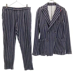 RICORZO リコルゾ 日本製 ストライプ柄 スウェット ダブル スーツ 上下 セットアップ 32 ネイビー カジュアル メンズ 古着
