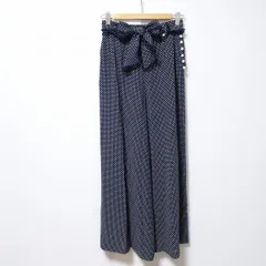 #anc インゲボルグ INGEBORG パンツ ワイドパンツ 濃紺 白 ドット パール調 レース フレア ベルト紐付き レディース [824193]のサムネイル