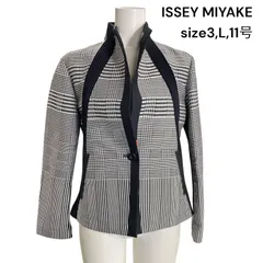 美品 イッセイミヤケ ISSEY MIYAKE 3、L、11号 ジャケット テーラード ウール 千鳥格子 レディース S5P304のサムネイル