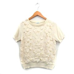 アンレクレ en recre ニット セーター 半袖 レース コットン M アイボリー 白 /KT6