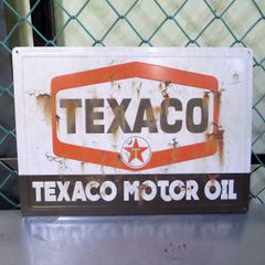 エンボス メタルサイン TEXACO MOTOR OIL テキサコ ブリキ看板 W425×D7×H305mm