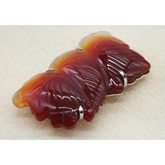 瑪瑙（めのう）石　蔦の葉　帯留　アンティーク