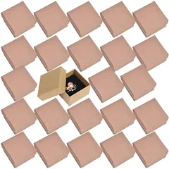 ルボナリエ（lebnelie） ラッピング 箱 ギフトボックス アクセサリーボックス 紙箱 リボンタイ ピアス 指輪 小箱 5x5x3cm 24個(ブラウン)