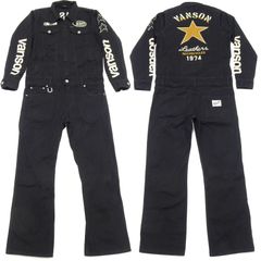 ★激レア★ VANSON／バンソン　オーバーオール・つなぎ　ブラック　炎　M-L ☆激レア☆ VANSON／バンソン オーバーオール・つなぎ ブラック 炎 M-L