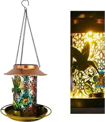 sac taske ガーデンライト バードフィーダー ソーラー 屋外 防水 鳥 餌入れ LED ランタン( 多彩)