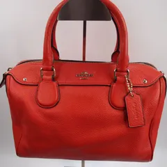 【BAG】【美品】コーチ COACH ミニボストン　コロンとかわいいハンドバッグ　 レッド ショルダーバッグ