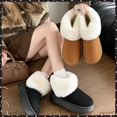 ムートンブーツ 厚底 ファーブーツ 秋冬 レディース ふわふわ あったか 裏起毛 ショートブーツ 美脚 大人可愛い おしゃれ カジュアル 疲れない フラットソール 保温 防寒ブーツ もこもこ暖かいくつ 韓国ファッション靴 xzjhdfe#