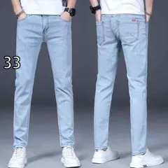 [33]メンズ ファッション 服 男性用 オシャレ シンプル 大人 かっこいい 大きいサイズ ストリート 紳士服 ライト カラー ジーンズ ストレッチ カジュアル パンツ スリムフィット パンツ