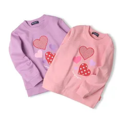 moujonjon ハートアップリケ裏毛トレーナー　m64649