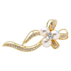 【C：ゴールド×ワンサイズ】[Cream dot. クリームドット公式]  6タイプ ブローチ フォーマル 卒業式 卒園式 入学式 入園式 コサージュ 華やか ピン 上品 エレガント キュービックジルコニア ビジュー パール フラワー 大人  