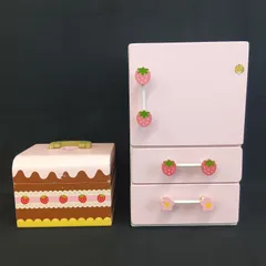 マザーガーデン Mother garden 野いちごおままごと 冷蔵庫 ケーキボックス 食材 調理器具 大量セット 木製 木のおもちゃ ごっこ遊び ままごと 知育玩具 いちご柄 ピンク レア
