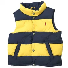 Polo by Ralph Lauren ポロバイラルフローレン KID'S DOWN VEST キッズ ポニー刺繍 ボーダーダウンベスト 110(4/4T) イエロー/ネイビー 子供用 ジャンパー ナンバリング 3 アウター g16808