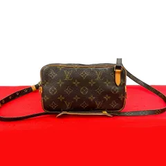 極 美品 LOUIS VUITTON ルイヴィトン マルリー バンドリエール モノグラム レザー ミニ ショルダーバッグ ポシェット ブラウン b67-5