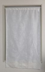 小窓 レースカフェカーテン バラ柄 70×120cmホワイトkaei-22114-120