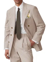 披露宴 ビジネス 結婚式 通勤 おしゃれ シアサッカースーツ ストライプ 上下セットサマースーツ M-7XL 大きいサイズ メンズスーツ春夏 [Evrsutu]