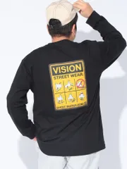 長袖 Tシャツ 大きいサイズ ゴーストサインボード バックプリント クルーネック ロンT プルオーバー メンズ 3L 4L 5L ホワイト ブラック ブラック