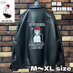 【RED CAP GIRL ワッペン刺繍入りPUレザージャケット】レッドキャップガール PUブルゾン 合成皮革 合皮 ルーズサイズ ゆったり メンズ レディース ユニセックス 男女兼用 ペアルック 新品未使用 RE25SP22 B柄 送料無料