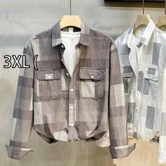 [3XL (]秋冬 コーデ メンズ  服 シンプル ファッション オシャレ 大人 かっこいい 大きいサイズ ストリート 紳士服 レトロ プリント カシュー フラワー シャツ 長袖 カジュアル ジャケット アウター