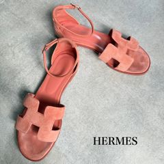 エルメス マルチカラー フラットサンダル 38 ピンクソール かわいい 