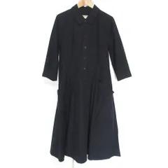 美品 MARGARET HOWELL マーガレットハウエル 七分袖 ロング フレア シャツワンピース 2 ネイビー レディース 古着 中古 USED