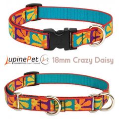 クレイジーデイジー柄首輪　18mm幅　ワンタッチ首輪　ハーフチョークカラー　マーチンゲール　LUPINEルパイン アメリカ製　軽量　丈夫 Crazy Daisy　人気のレギュラーデザイン