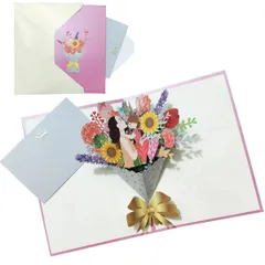 【数量限定】母の誕生日カード カードグリーティングカード ポップアップ メッセージカード カーネーション 立体 花 飛び出すカード ありがとう バースデー 3D お祝い 手作り 立体 Mainiusi 折り畳み カード 封筒付き