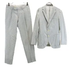 green label relaxing グリーンレーベルリラクシング ストライプ柄 スーツ 上下 セットアップ 44/76 ネイビー シアサッカー メンズ 古着