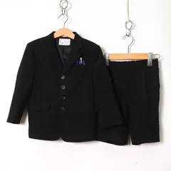 ニューロイヤル スーツ セットアップ ジャケット 半ズボン ストライプ柄 フォーマル キッズ 男の子用 110Aサイズ ブラック NEW ROYAL 【中古】