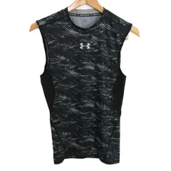 アンダーアーマー タンクトップ ノースリーブ シャツ ストレッチ トップス 黒 メンズ MDサイズ ブラック×グレー UNDER ARMOUR 【中古】