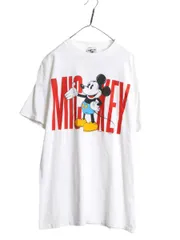 【お得なクーポン配布中!】 90s USA製 ミッキー イラスト プリント Tシャツ メンズ レディース XL 古着 オールド ディズニー オフィシャル キャラクター 大きいサイズ