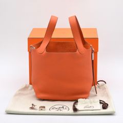 HERMES エルメス ピコタンロックPM オレンジ トリヨンクレマンス Y刻 シルバー金具 ハンドバッグ レディース 箱/保存袋/鍵/カデナ【中古】【超美品】