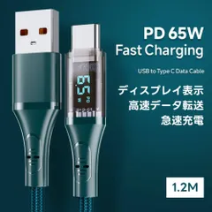 USB Type A & USB Type C ケーブル 1.2m 透明 スケルトン 出力スクリーン表示 65W 急速充電 PD対応 高速データ転送 高耐久ナイロン編み 絡まない 断線防止 iPhone 15 対応
