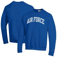 【送料無料】 チャンピオン メンズ Tシャツ トップス Men's Champion Royal Air Force Falcons Basic Arch Fleece Pullover Sweatshirt Afa Blue