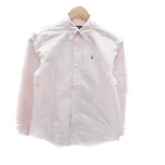 ラルフローレン RALPH LAUREN カジュアルシャツ ボタンダウン 長袖 ストライプ柄 刺繍 150 オフホワイト ピンク /HO21 男の子