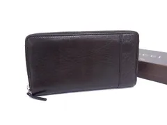 ■新品同様■ GUCCI グッチ 256439 グッチシマ レザー ラウンドファスナー 長財布 ウォレット 小銭入れ ダークブラウン系 FN5771