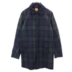 コモンピープル ウールブレンド チェック柄 コート S ネイビー×緑 COMMONPEOPLE メンズ