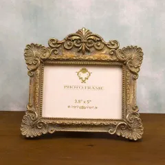 【数量限定】アンティーク風 フォトフレーム ゴールド ポリレジン製
