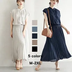 ワンピース レディース プリーツ Aライン 夏ワンピース 春 夏 秋 半袖 ロング マキシ丈 ロングワンピース マキシワンピース 着痩せ 30代 40代 MlQS701